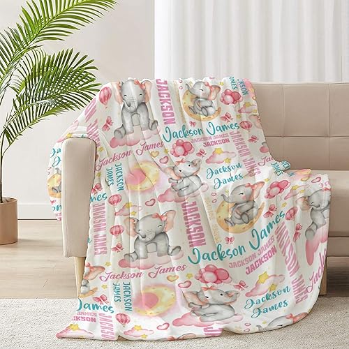 Miniatura 4 de Pindola Baby Elephant - Mantas de bebé personalizadas para bebé, mantas personalizadas para niños, mantas suaves para niños, niñas y recién nacidos,