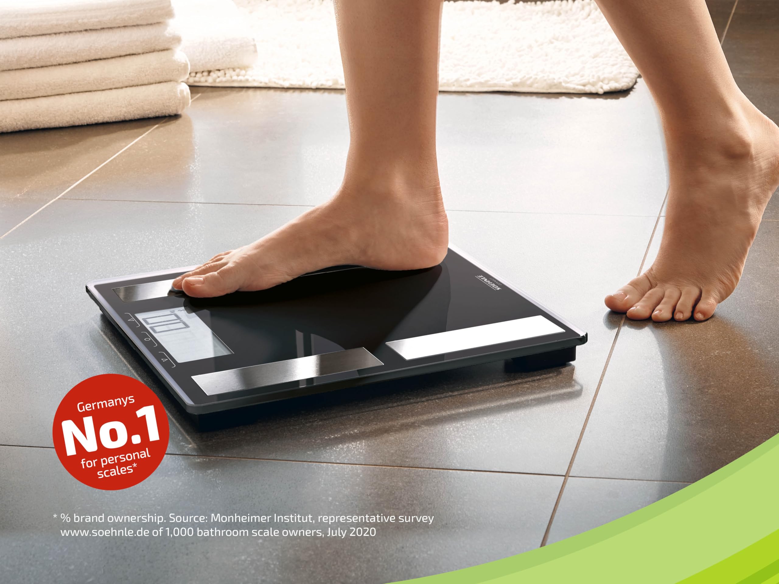 Soehnle Shape Sense Connect 50 - Bilancia pesapersone con Bluetooth e app, per analisi del corpo BIA, con grande display LCD, Nero