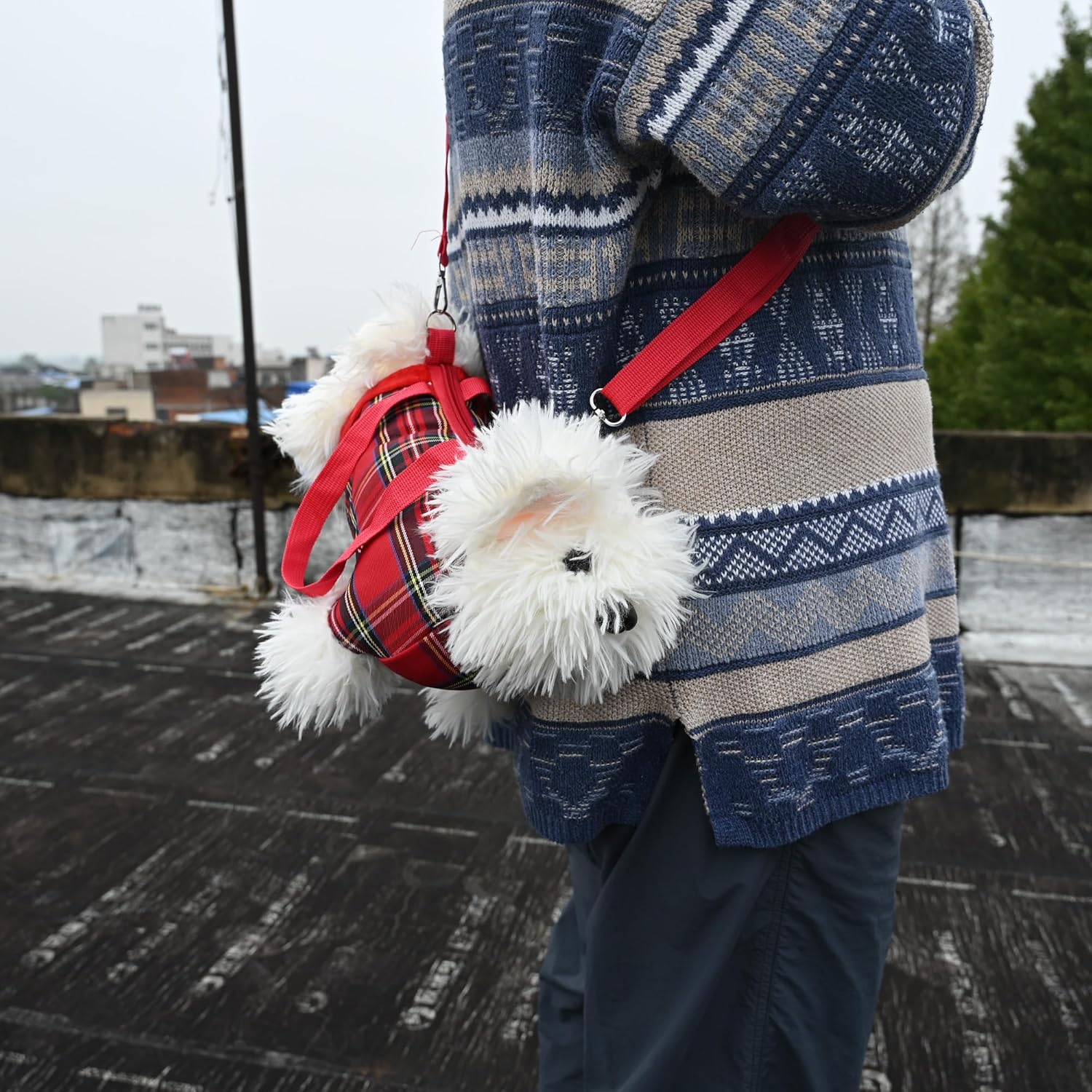 Cute Dog Plush Crossbody Bag for Women, Cute Furry Fuzzy Dog Western Highlands Backpack Kawaii Stuffed Animal Shoulder Bag - Image 9