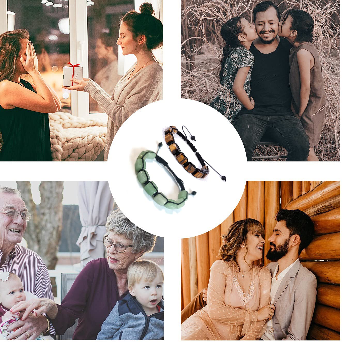 LYGBAOFUL Confezione da 2 Braccialetti Regolabili con 7 Chakra, Braccialetti con Pietre di, Braccialetti Reiki soprannaturali per Donne e Uomini