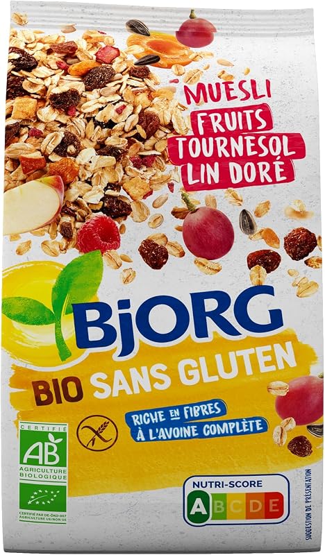 Bjorg Muesli Fruits, Tournesol, Lin Doré Sans Gluten Bio 375 g · Bjorg