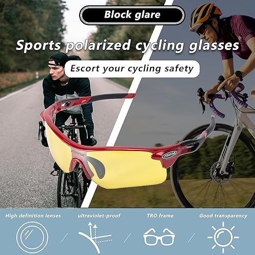 Miniatura 7 de Lentes de sol deportivos polarizados con 5 lentes intercambiables para hombres y mujeres, protección UV400, lentes deportivos para ciclismo, correr,