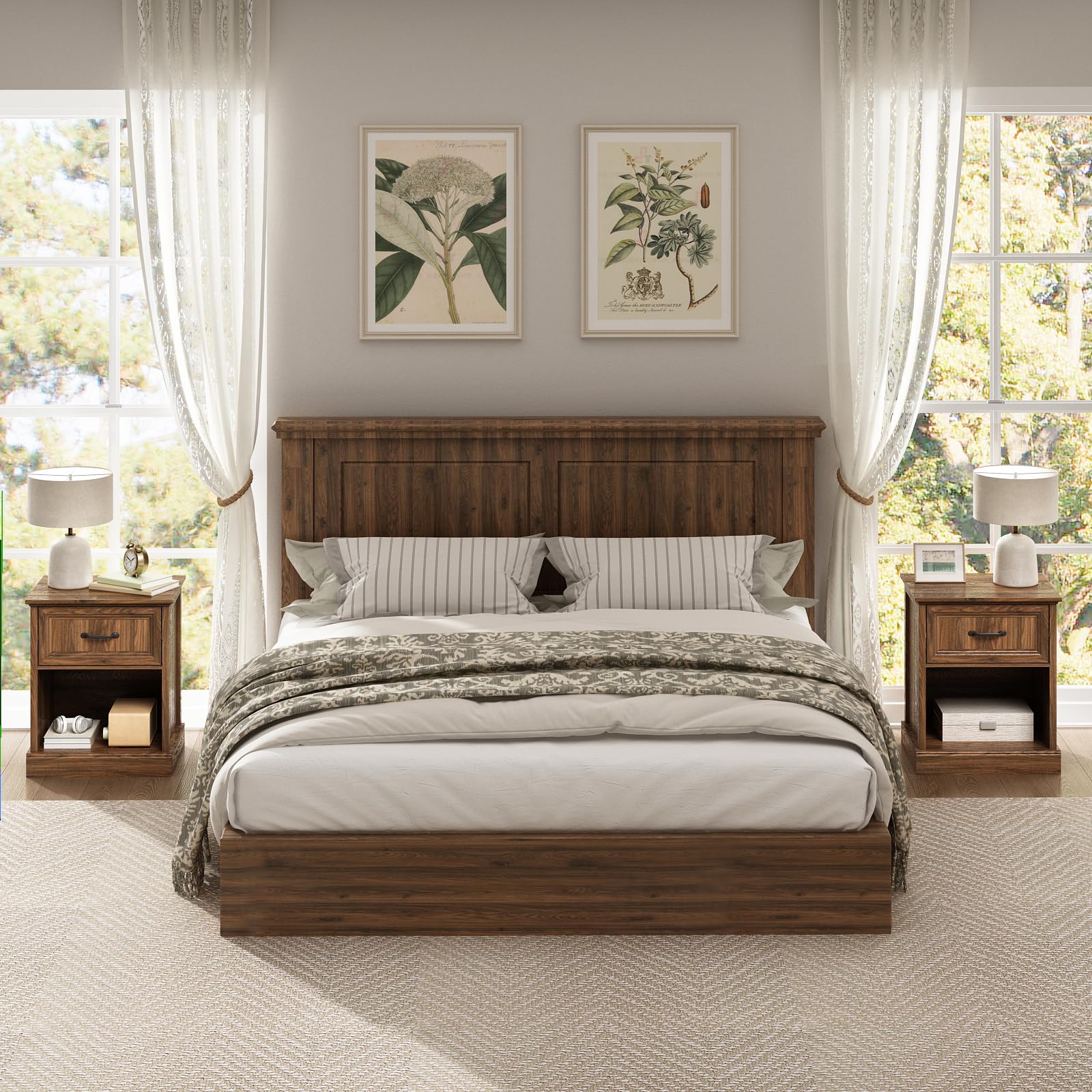 modern farmhouse dresser and nightstand set Urus White Rustic Farmhouse 5 Piece Bedroom Set with Modern Farmhouse Style - | Free Shipping