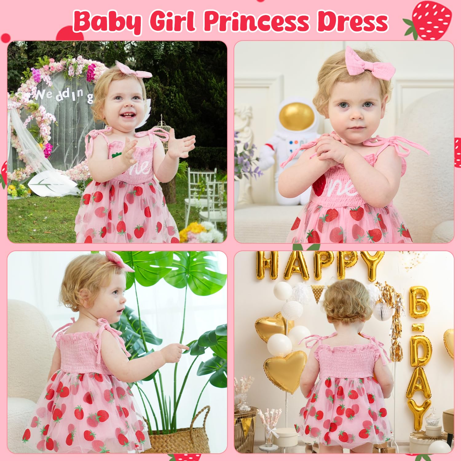 HONGTEYA Baby Girl 1st Birthday Outfit Girl First Birthday Clothes One Year Old Gifts Romper Tulle Summer Newborn Dress