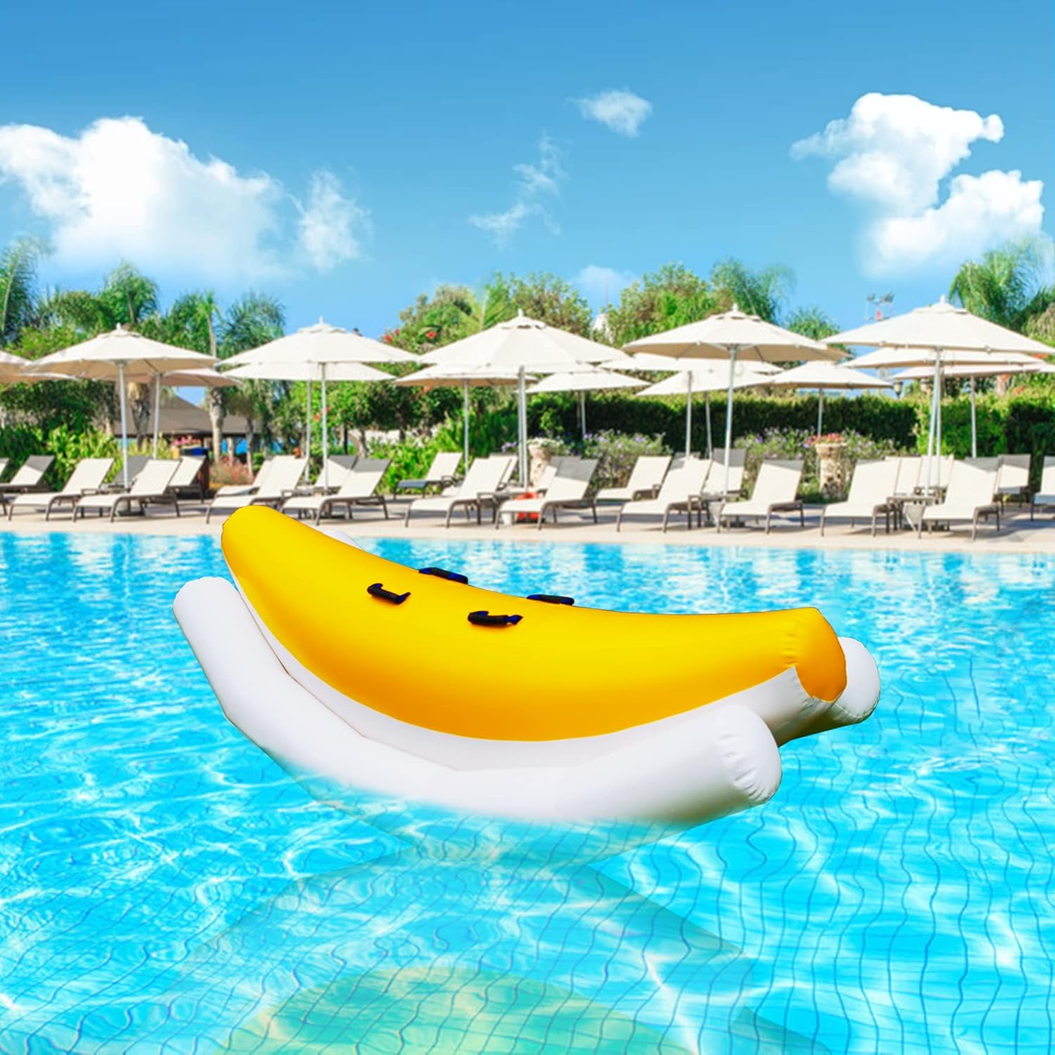 Baralir Commercial Grade Inflatable Ride-on Banana Float, 0.7mm Thick PVC Heavy Duty Inflatable Pool Float Water Seesaw for Kids & Adults, Pool Floaty Seesaw Suitable for Lake, Beach or Pool Party Toy : Toys & Games