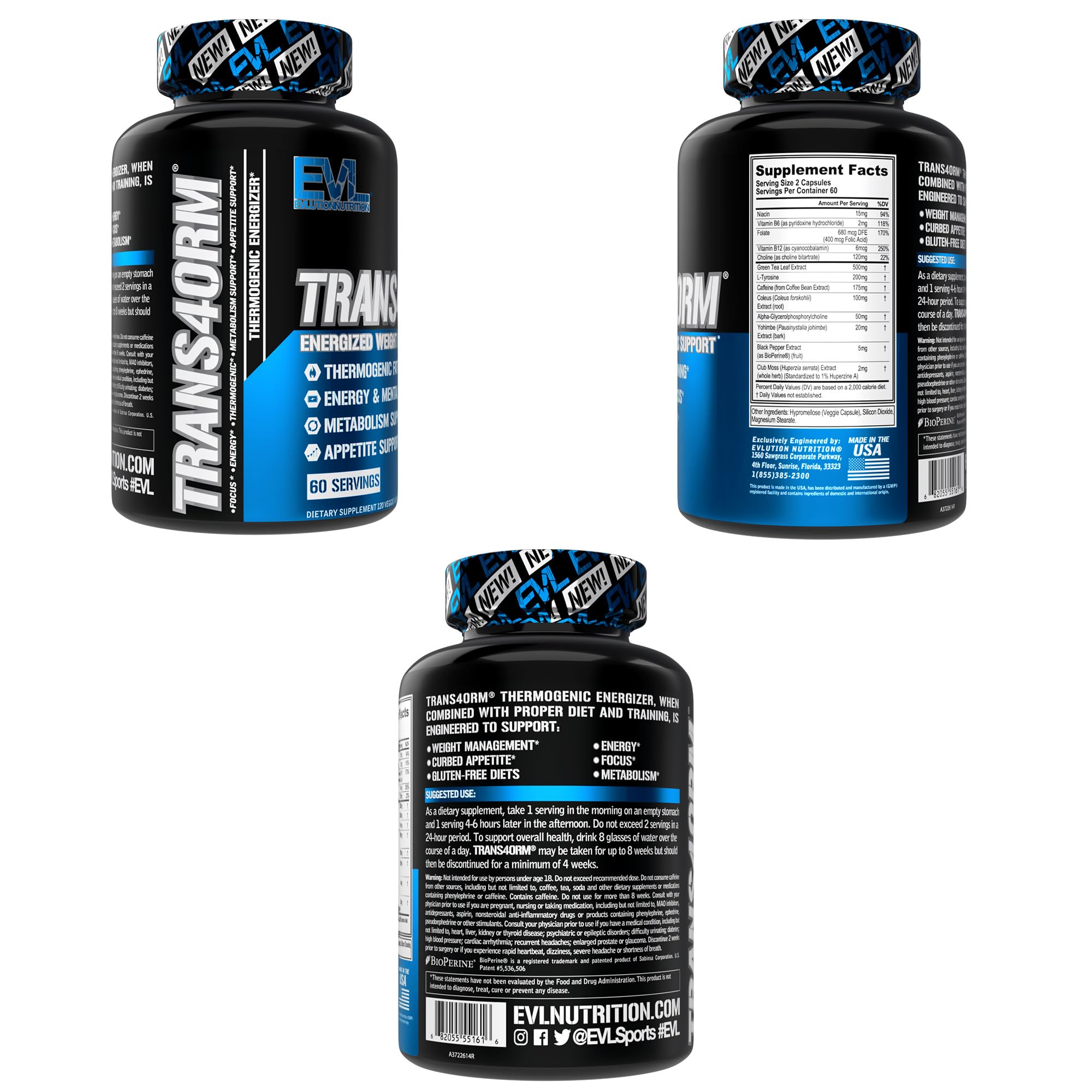 EVL Trans4orm - Thermogenic Fat Burner Support for Men & Women- 60 Servings — Amazon image 8
