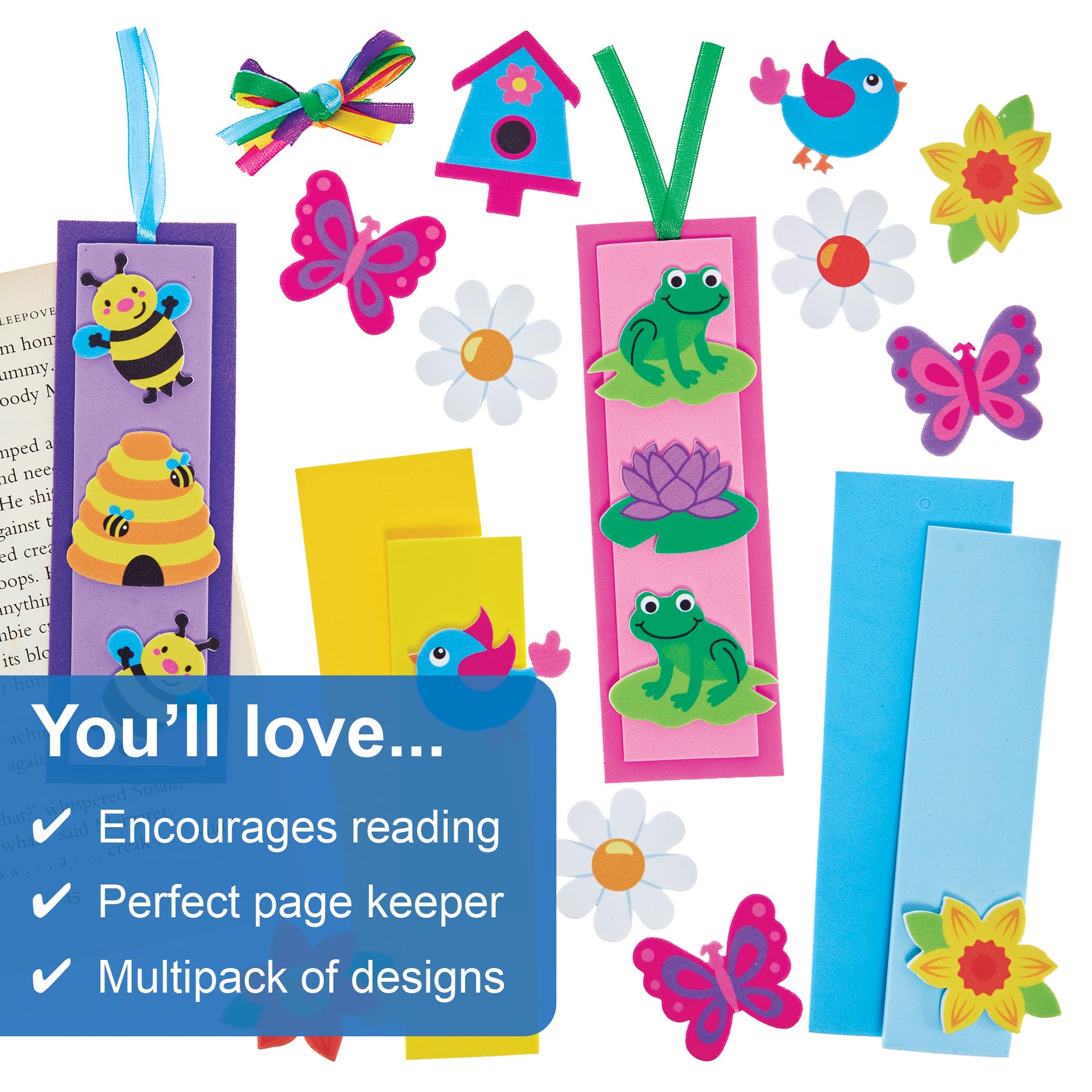 Baker Ross FN384 Springtime Bookmark Kits - Pack of 6, Bookmark Making for Kids World Book Day Crafts, Multicolored, 16cm - Image 3