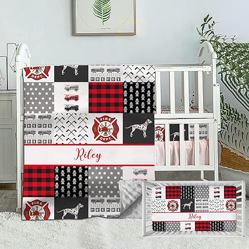 Juego de ropa de cama de bebé personalizado para niños y niñas, nombre personalizado, tema de camión de bomberos, juego de 2 piezas, edredón para disponible en Yaxa Mexico