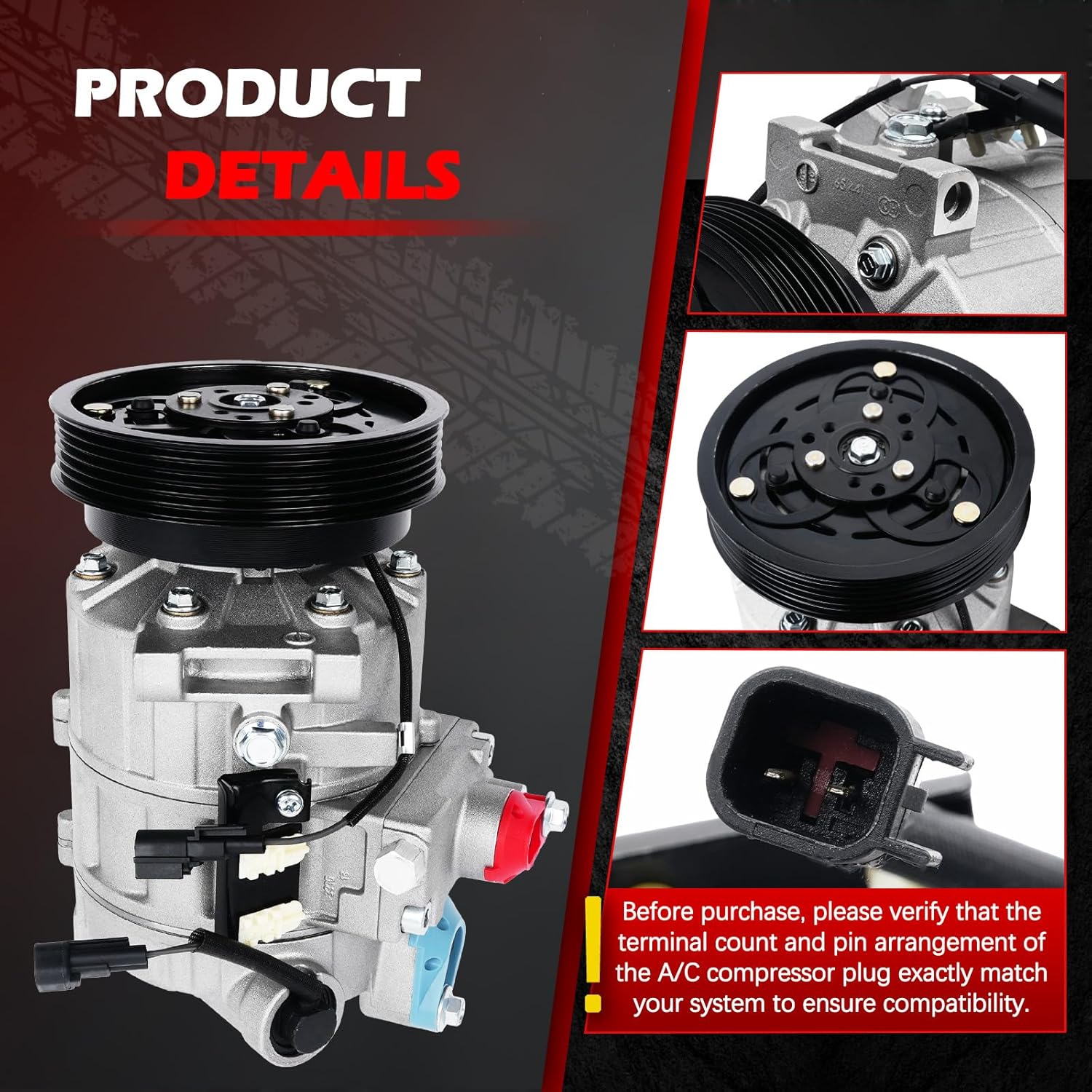 AC Compressor Fit for 2008-2012 LR2 3.2L 2011-2016 S60 XC60 3.0L, A/C Air Conditioning Compressors with Clutch Replace for 68675