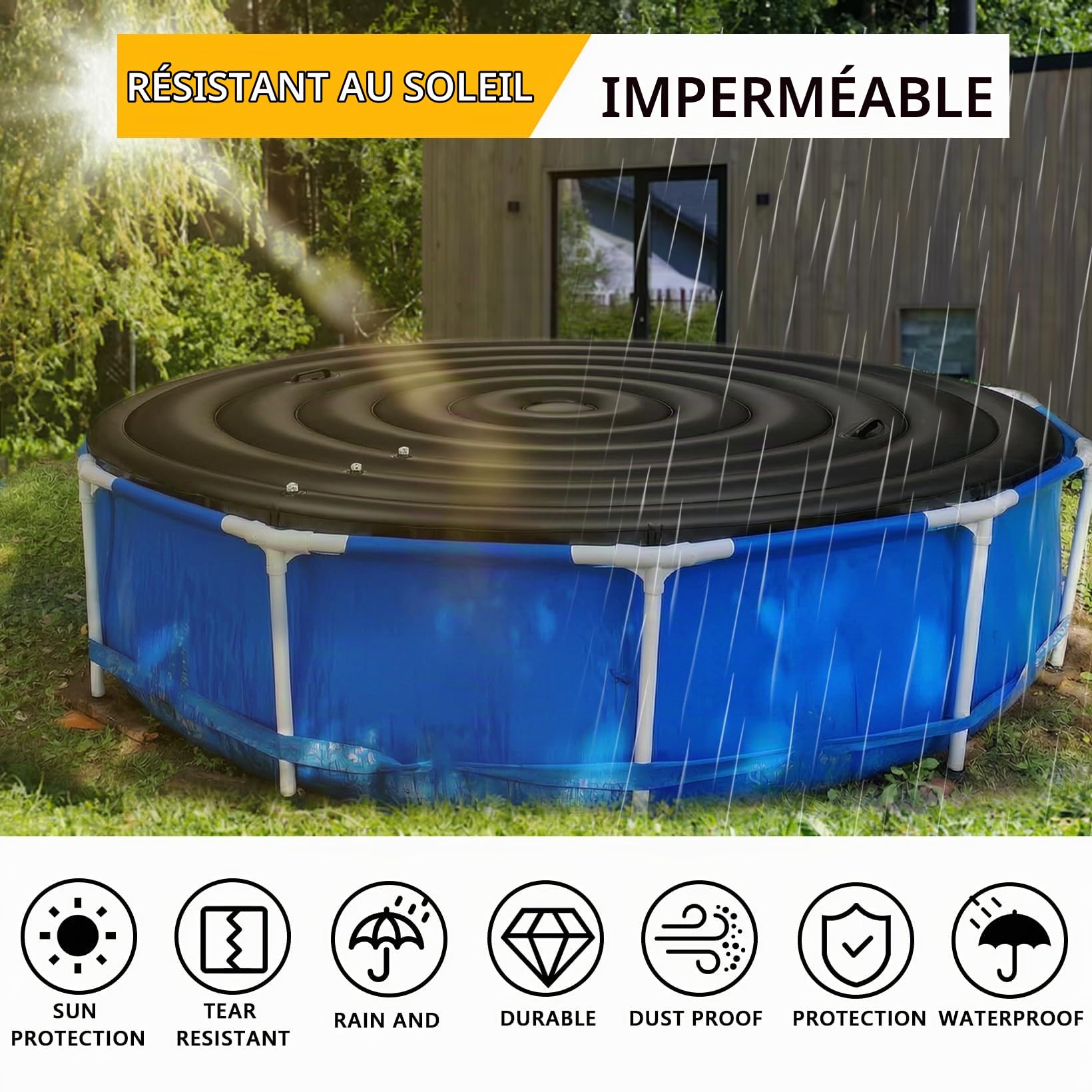 Bâche Gonflable Isolante en PVC pour Spa Rond Environ 180 cm