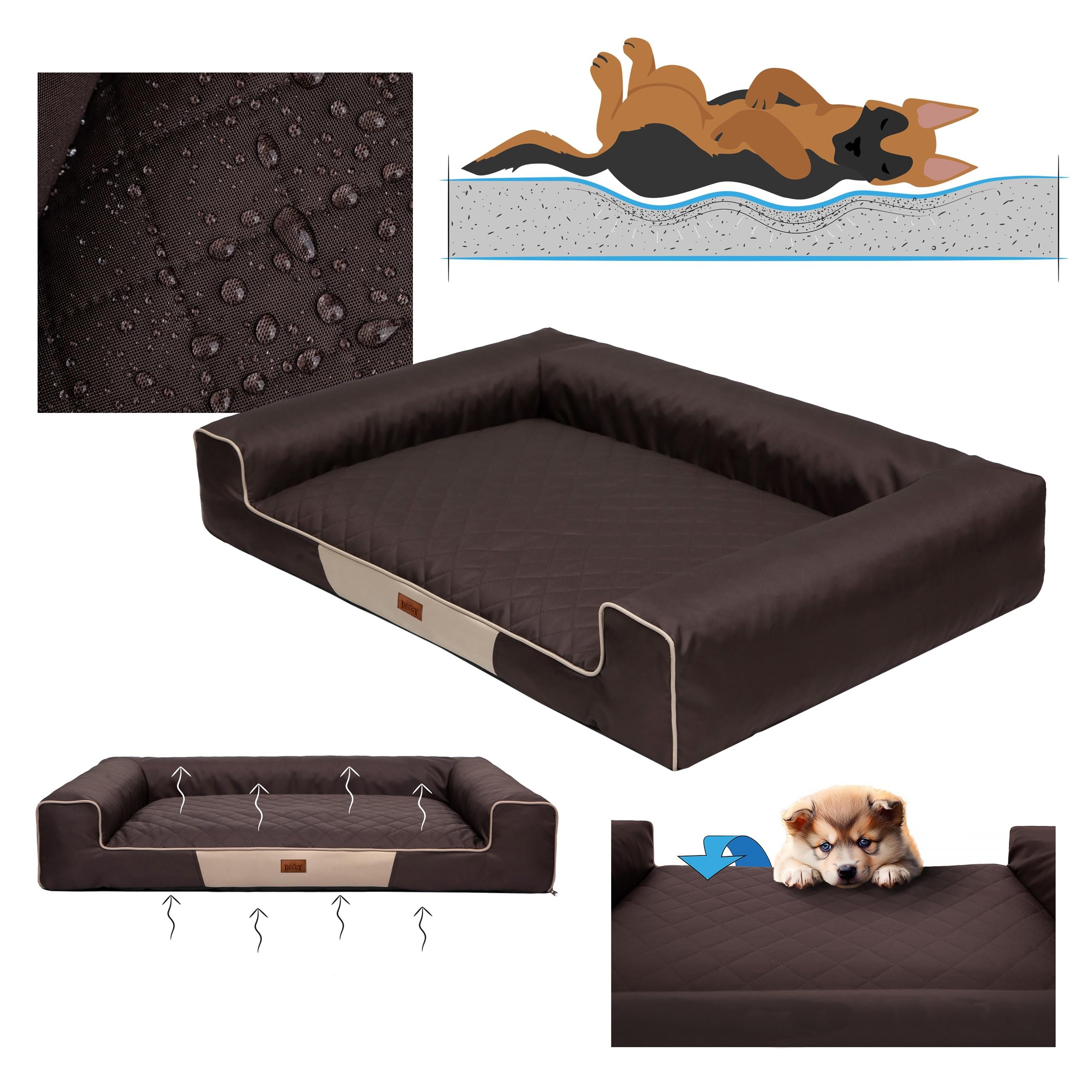 Letto per animali domestici, cuscino per cani, letto per cani, cuscino per cani, cuccia per cani, letto per cani, materasso per cani, materasso per cani, marrone scuro, L - 80 x 55 cm