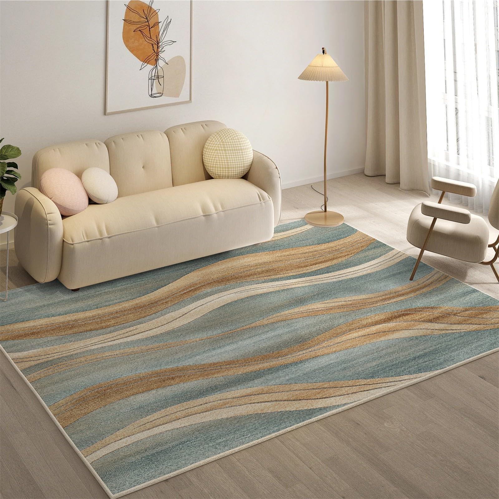 Abstract Texture Rug & Home Decor, Front Door Mat Indoor Entrance, Modern Geometry Rugs for Entryway, Washable Throw Rugs, 4x6 Area Rug, Non-Slip Soft