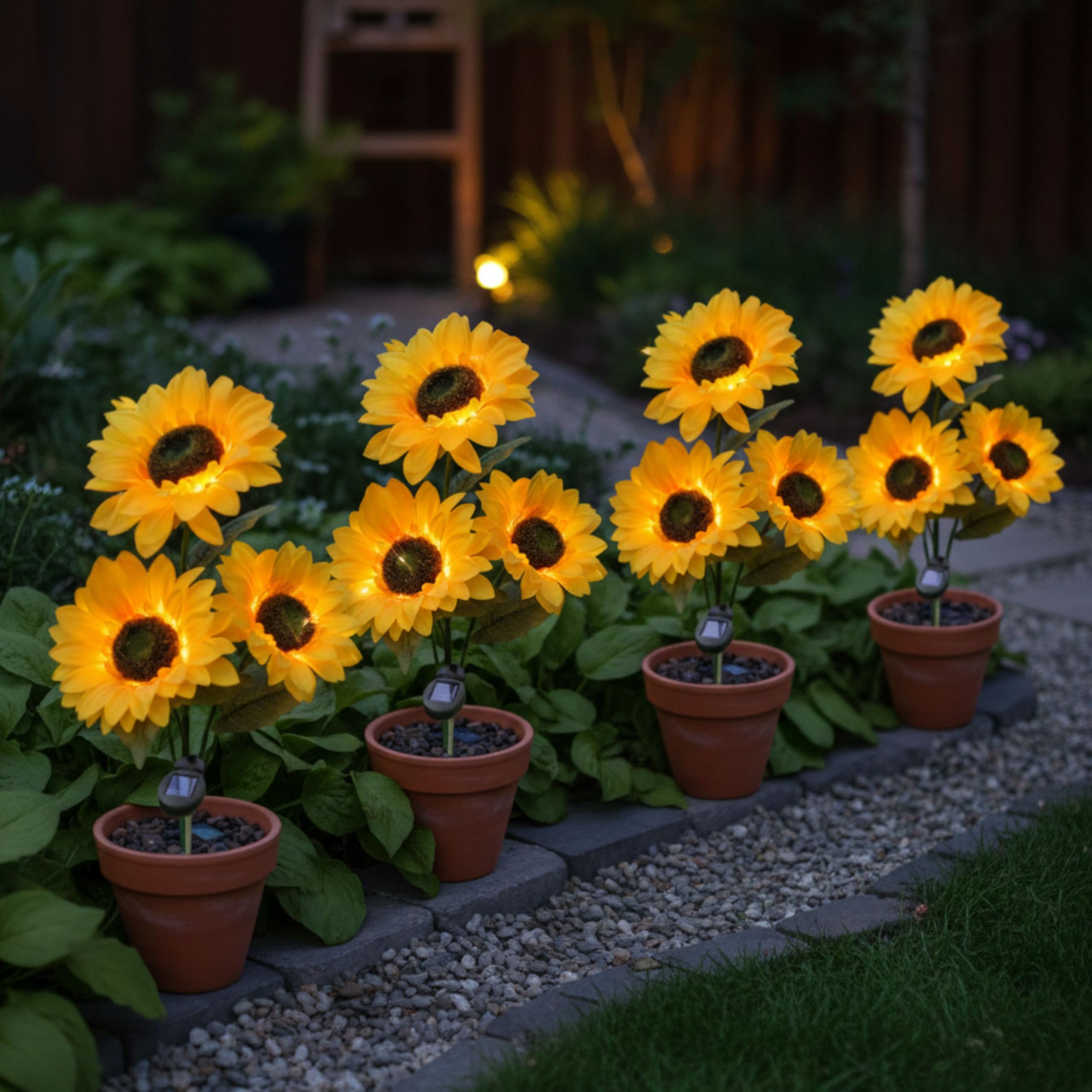 Solar Sunflower Lights - Outdoor Garden Decoration -1