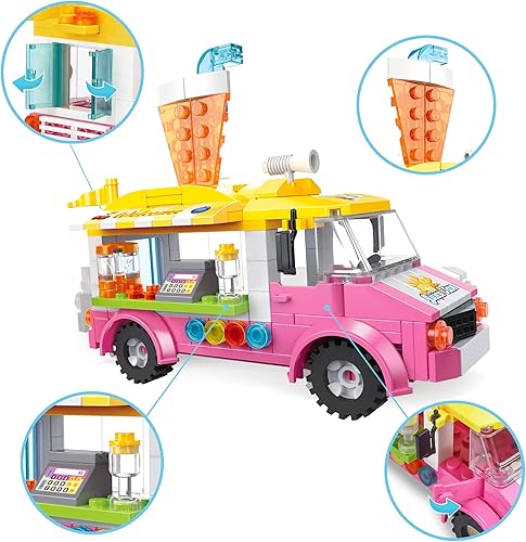 Miniatura 3 de Dream Girls Friends - Juego de construcción de camiones de jugo de 189 piezas, kit de construcción de furgonetas de jugo, juego de vehículos de