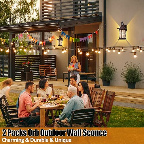 Miniatura 6 de Paquete de 2 lámparas de pared blancas para exteriores, moderna lámpara exterior impermeable, apliques de porche montados en la pared, aplique de