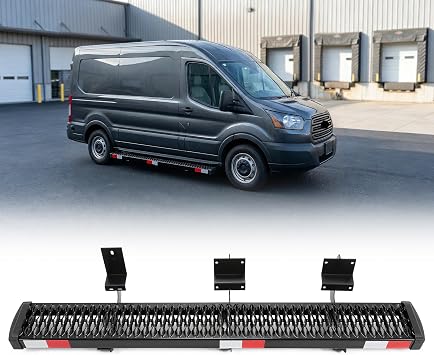 ALMULOO Right Side Step Compatible with 2015-2025 Ford Transit 150/250/350 Step Plates Grip Step Sliding Door Running Board Kit Cargo Van Step Powder Coated Steel Black Passenger Side-55-1/2 x 7-1/4