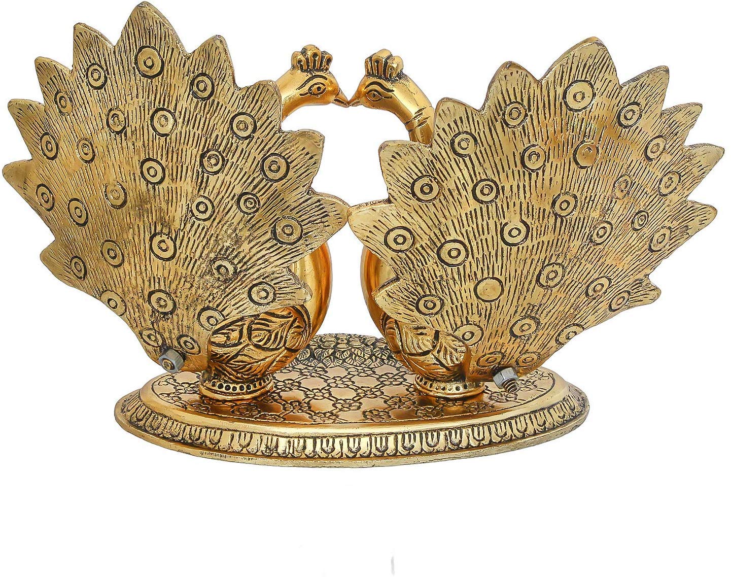 Prince Home Decor & Gifts Metal Handcrafted Pair of Kissing Duck Metal Decorative Showpiece Peacock Pair Decorative Showpiece(Aluminium, Gold) - Image 5 thumbnail