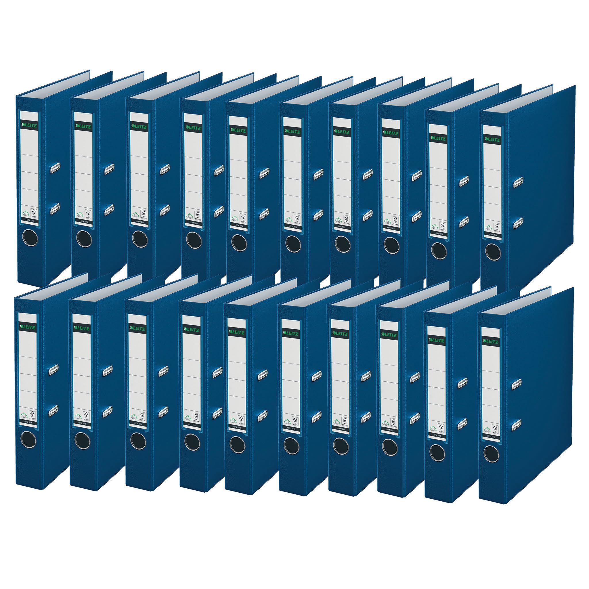 Leitz 10155035 Quality Folder 180° Plastic Pack of 20 A4 Narrow Blue 5.2 cm Spine Width Polypropylene Laminated Cover 50 mm — image 1