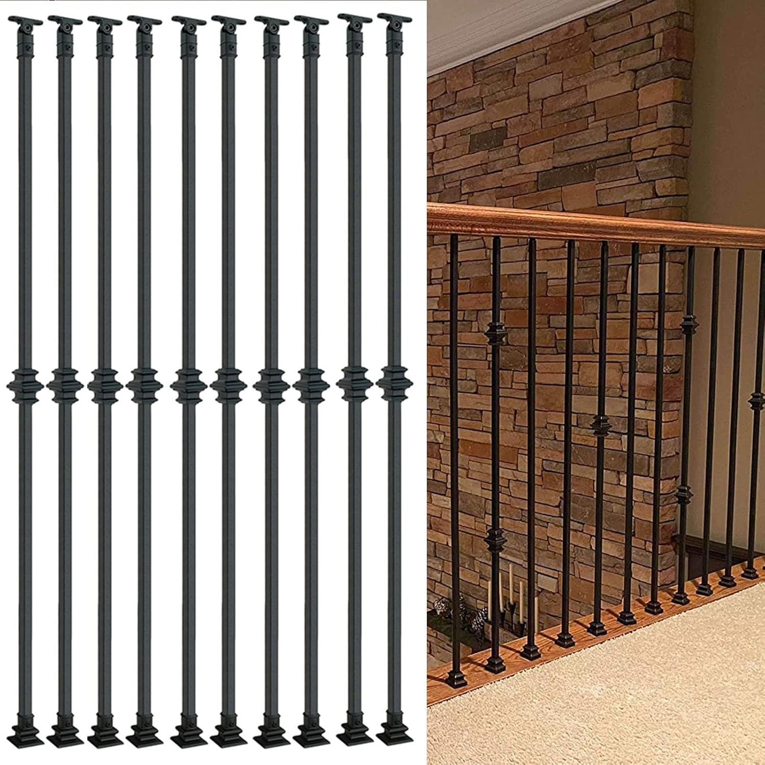 Railing Spindles Metal for Indoor Outdoor, Simple Modern Staircase