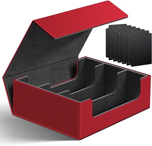 Homthy Funda de cuero con cierre magnético para tarjetas de intercambio, caja de almacenamiento de tarjetas mágicas para MTG TCG y tarjetas