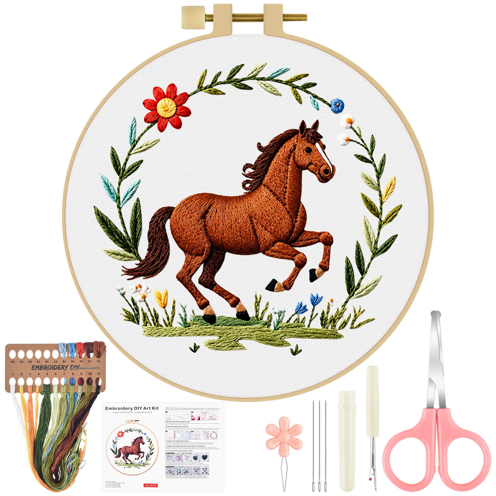 Photo 1 of **WARPED**ERKOON Embroidery Kit - Horse Pattern - Beginner Friendly