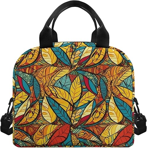 ZOCANIA Lonchera africana con hojas para mujer, multibolsillo, reutilizable, aislada, portátil, impermeable, con cinturón de hombro ajustable disponible en Yaxa Colombia