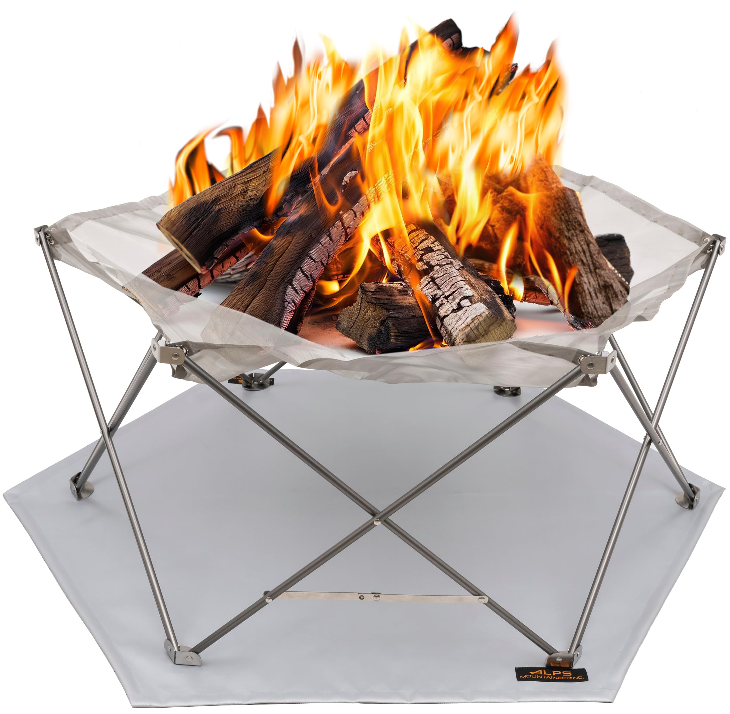 ALPS Mountaineering Gaze Fire Pit – Portable Stainless Steel Mesh Outdoor Fire Pit with Ground Heat Shield & Carry Bag for Camping, Backyard, Travel,