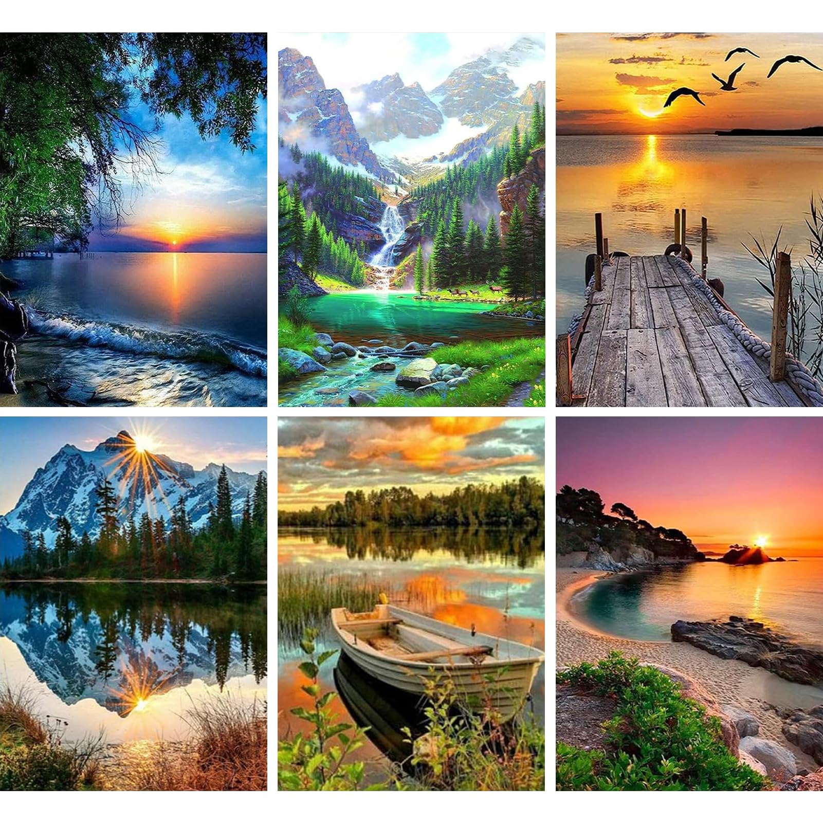 YALKIN Paint by Numbers for Adults and Beginner, Painting by Number Kits On Canvas,Without Frame DIY Color Oil Painting Acrylic Paints,Home Wall Decor 6 Pack 12x20 in