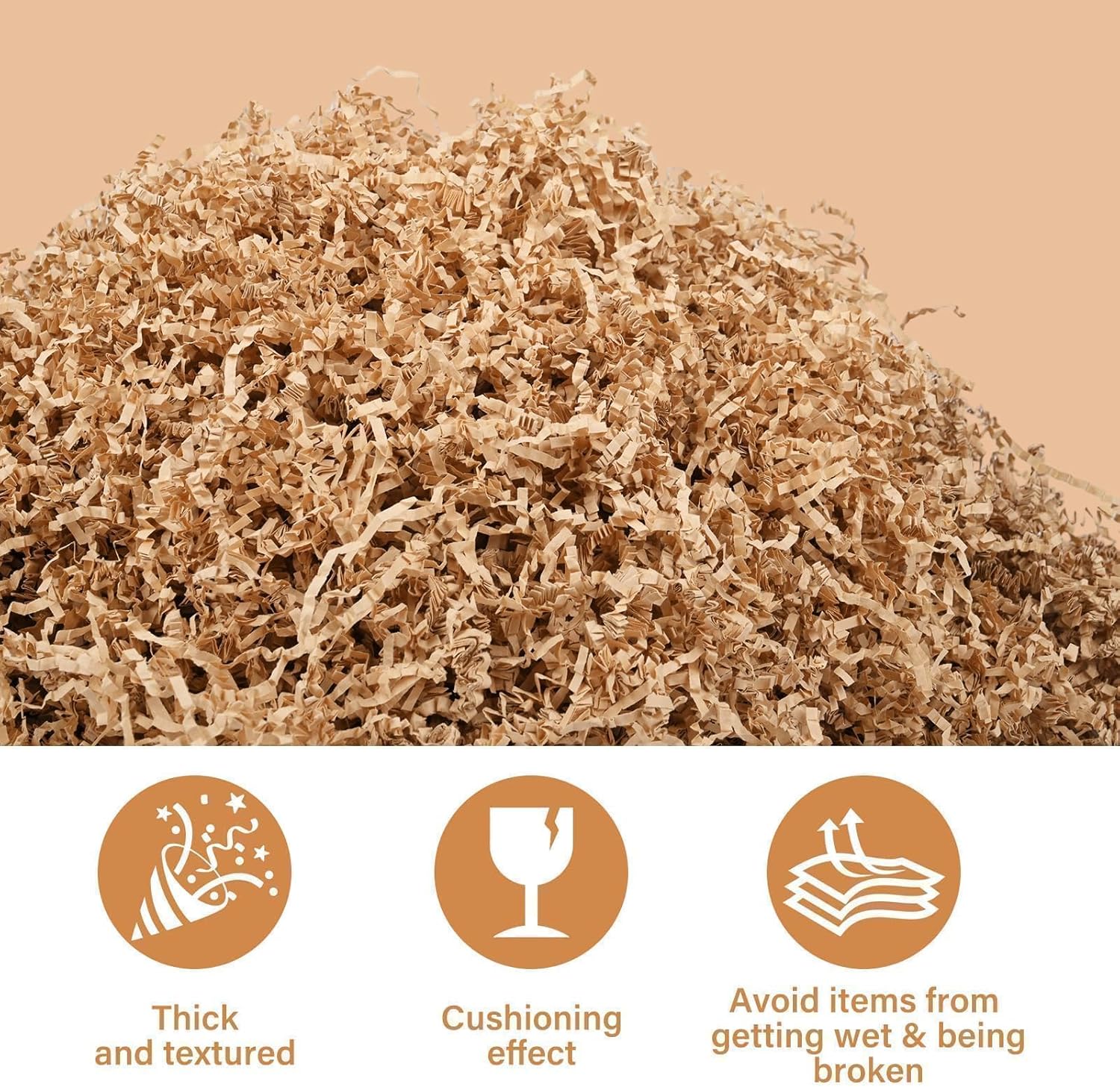 ZOEHROWS 2.2LB Crinkle Paper Gift Basket Filler, Brown Shredded Paper For Gift Baskets, Box Filler For Wrapping & Decor, Gift Basket Filler For Birthdays, Weddings, Anniversaries - Image 2