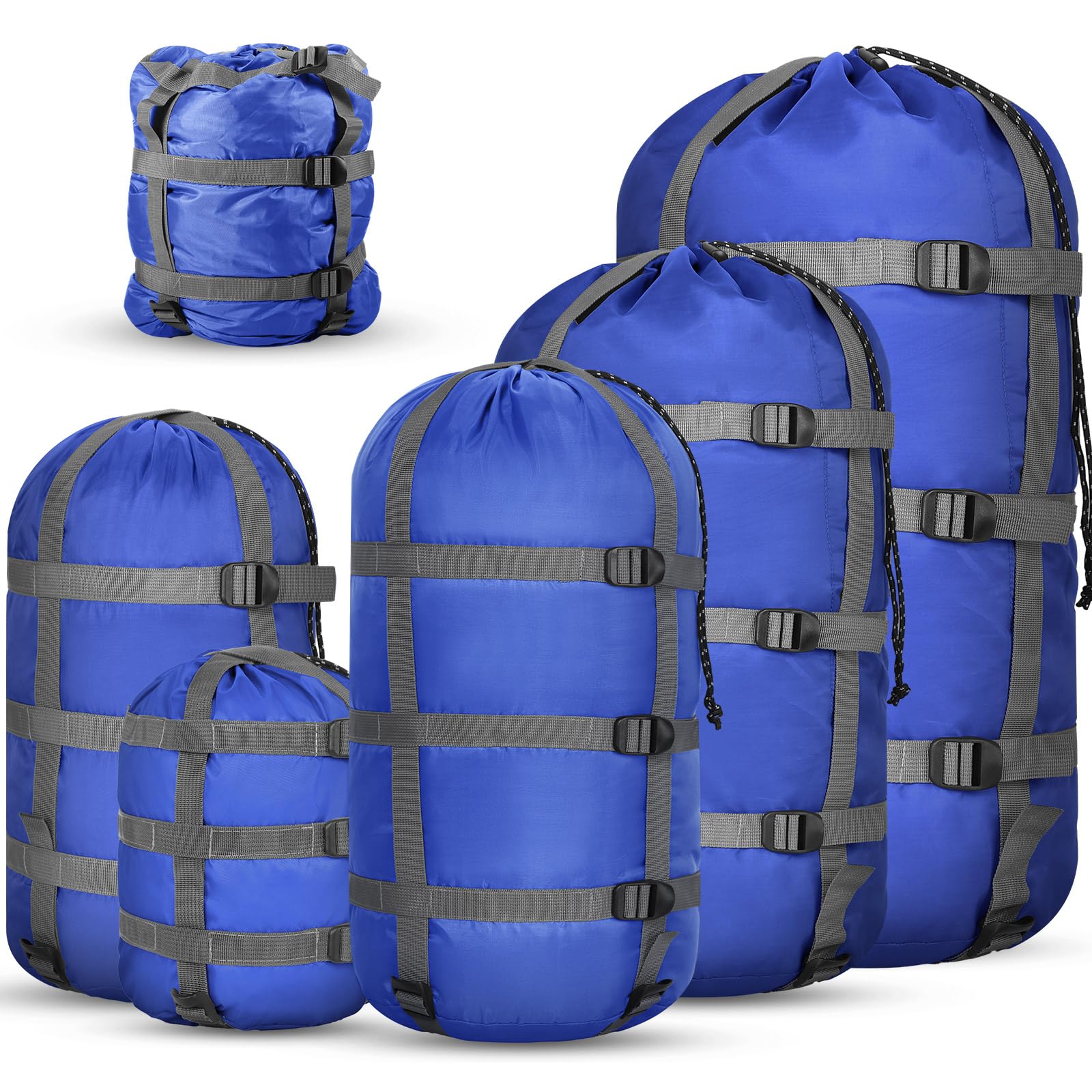 SilTriangle 5 Pack Compression Stuff Sack 5 Assorted Size Sleeping Bag Stuff Sack Ultralight Sleeping Bag Cover Space Saving Gear for Travel Outdoor