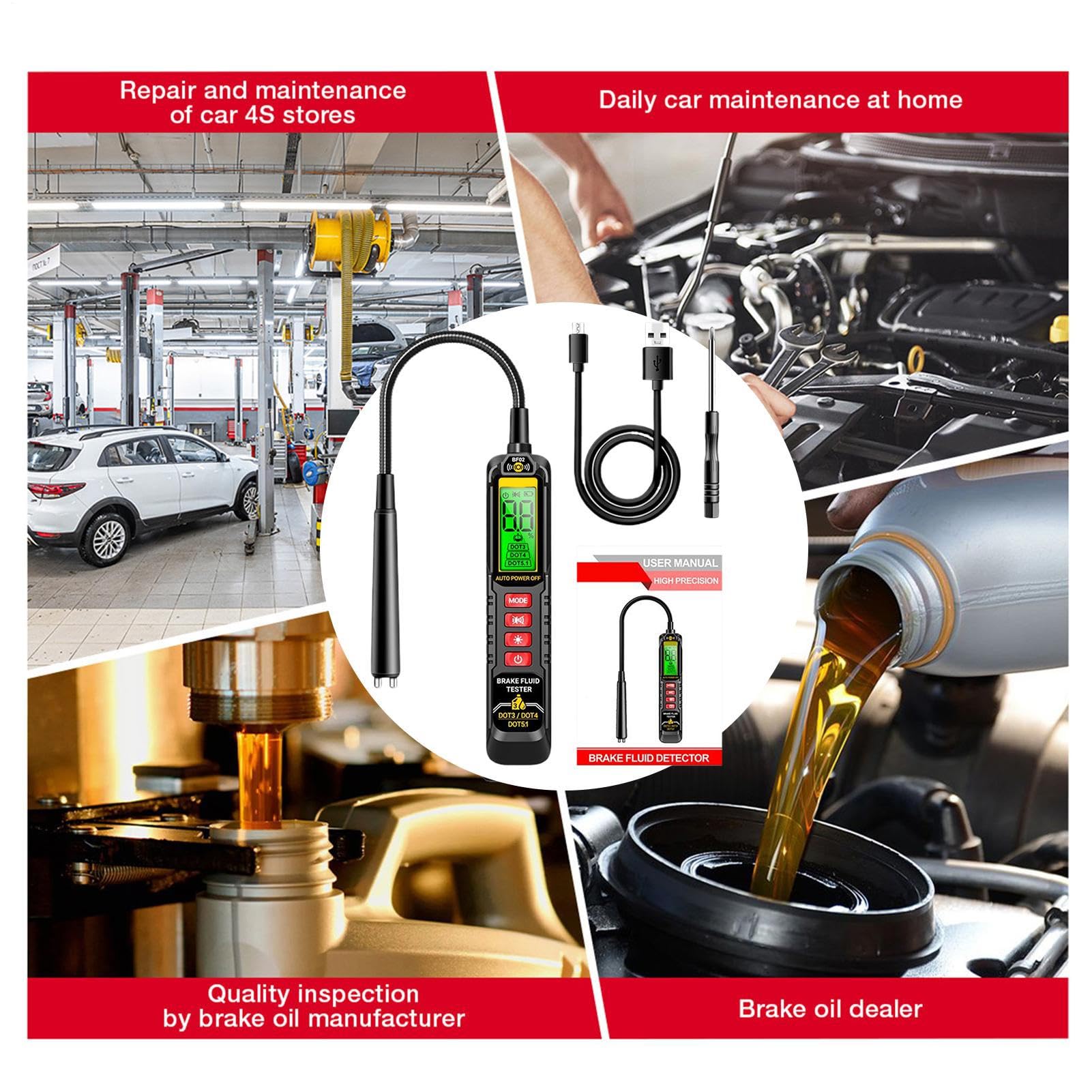 Testeur d'humidité de Liquide de Frein | Haute Précision 500mAh Analyseur d'Humidité d'Huile Détecteur de Liquide de Frein - Outil de Vérification de Diagnostic Automobile | pour Entretien