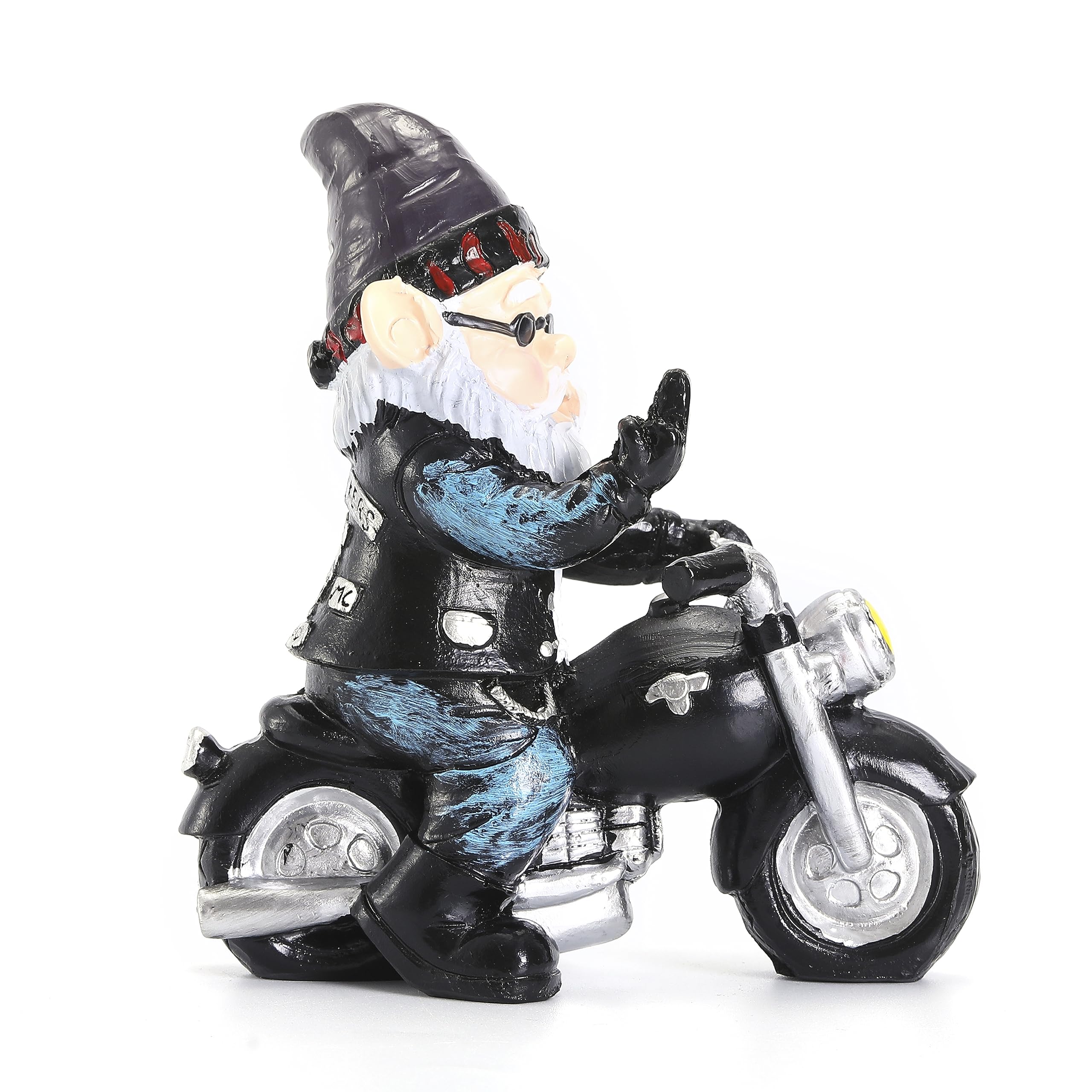 Garden Gnome Riding Motorcycle Statue, Resin Gnome Figurines Handmade Gnomes Sculpture for Garden Yard Decorations,Gnome Gifts