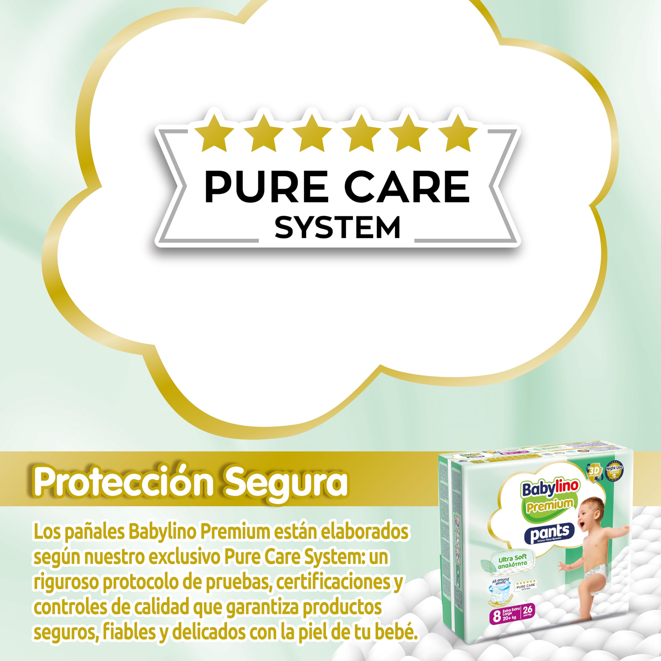 Babylino Premium Pants, Pañal Braguita Talla 8 con filtro Ultra Soft, XXL (20 + kg), 104 unidades