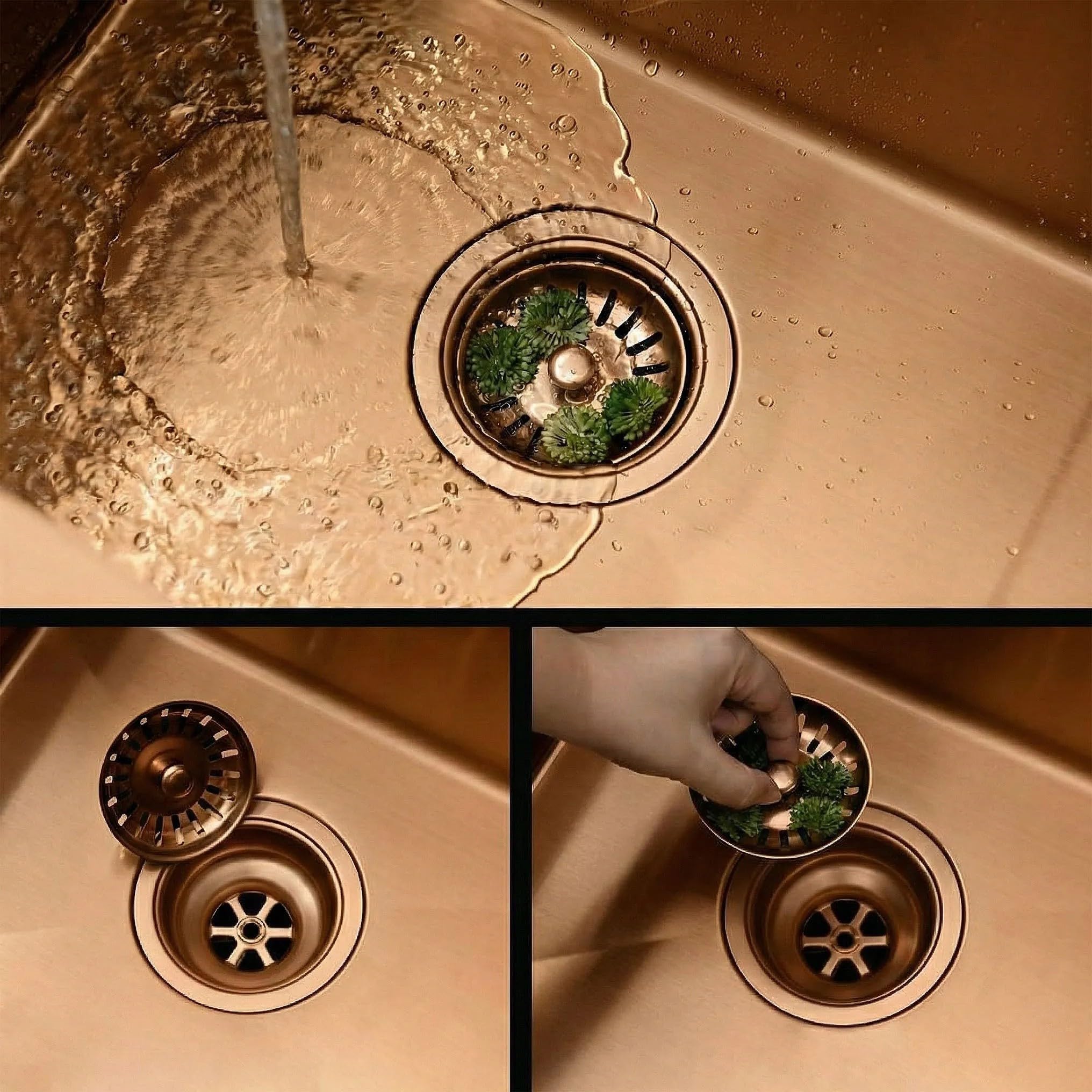 Rea- Edelstahlspüle Liam + Küchenarmatur Fresh Brush copper, Gebürstetes Kupfer