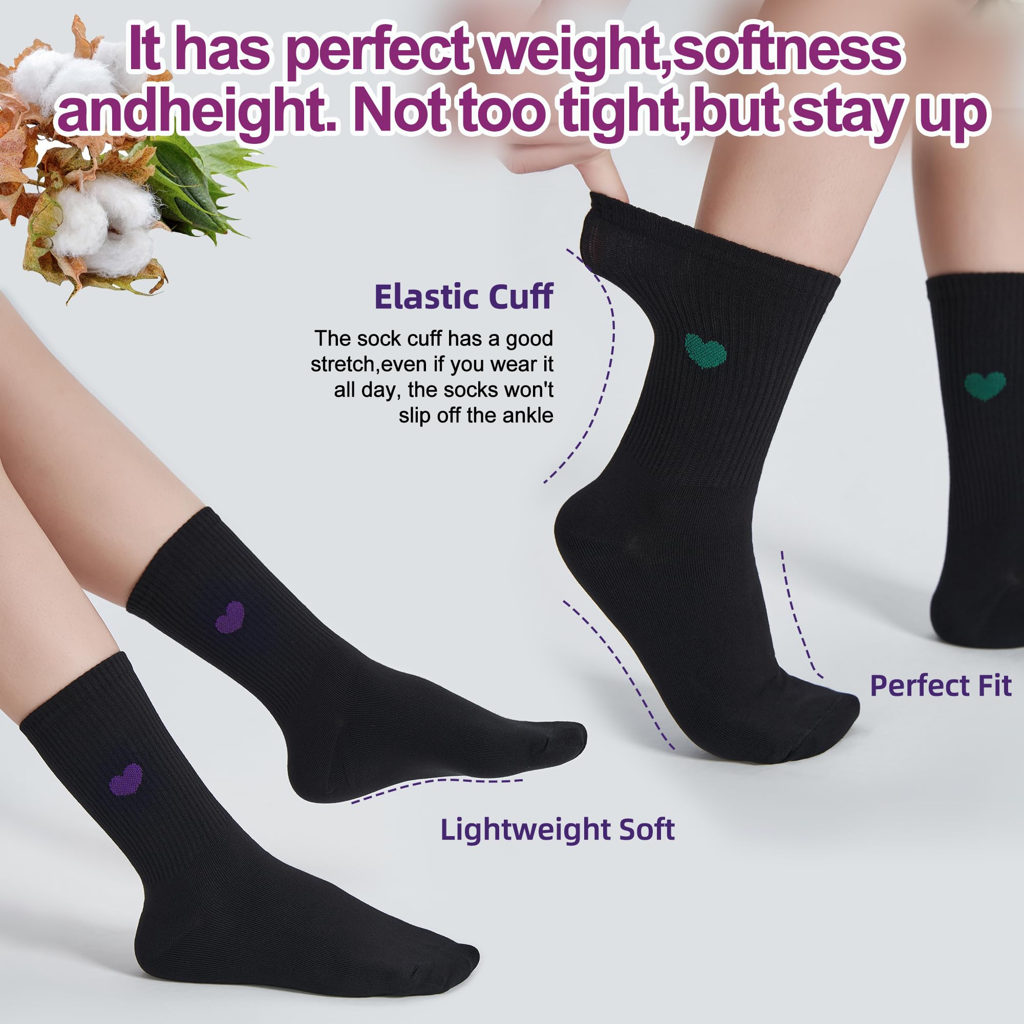 inhees Calcetines tobilleros para mujer, diseño de corazón, de algodón, informales, atléticos, para correr, 6 pares con caja de regalo