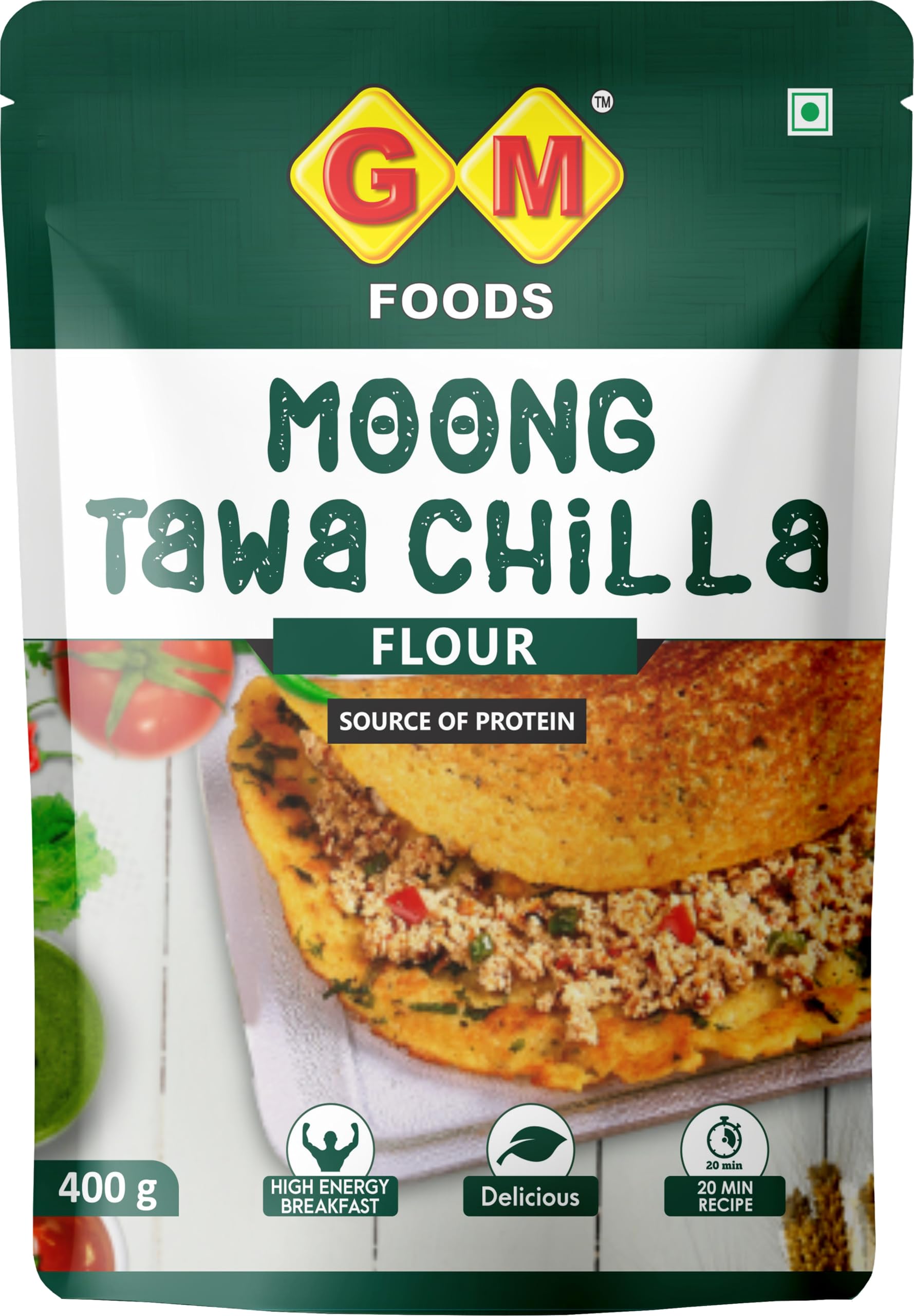 GM Foods Moong Tawa Chilla 400 Gram (Pack Of 3)