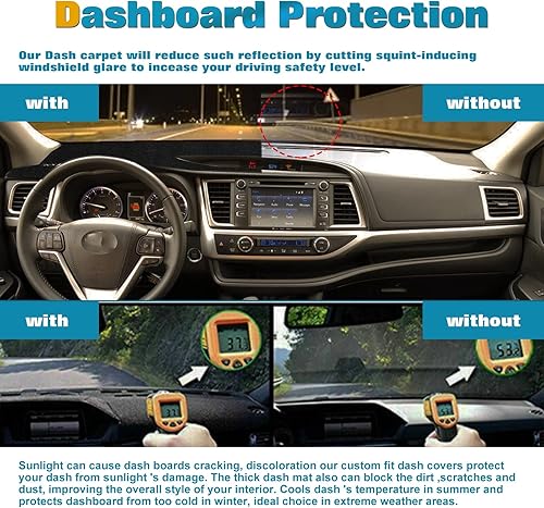 Miniatura 9 de x xotic tech Alfombrilla para consola central para tablero de instrumentos precortada, antideslizante, protector solar antirreflejos, cubierta