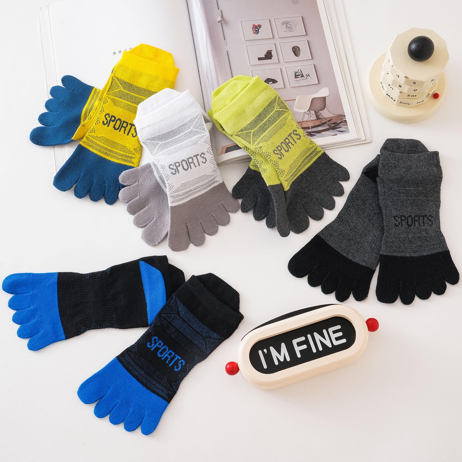 Calcetines de dedo para hombre, 5 pares