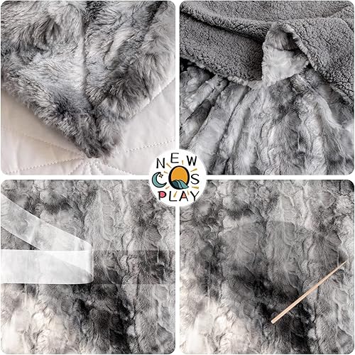 Miniatura 4 de NEWCOSPLAY - Manta de piel sintética súper suave con respaldo de sherpa, manta decorativa cálida y acogedora para habitación, sofá y piso (Gruesa -