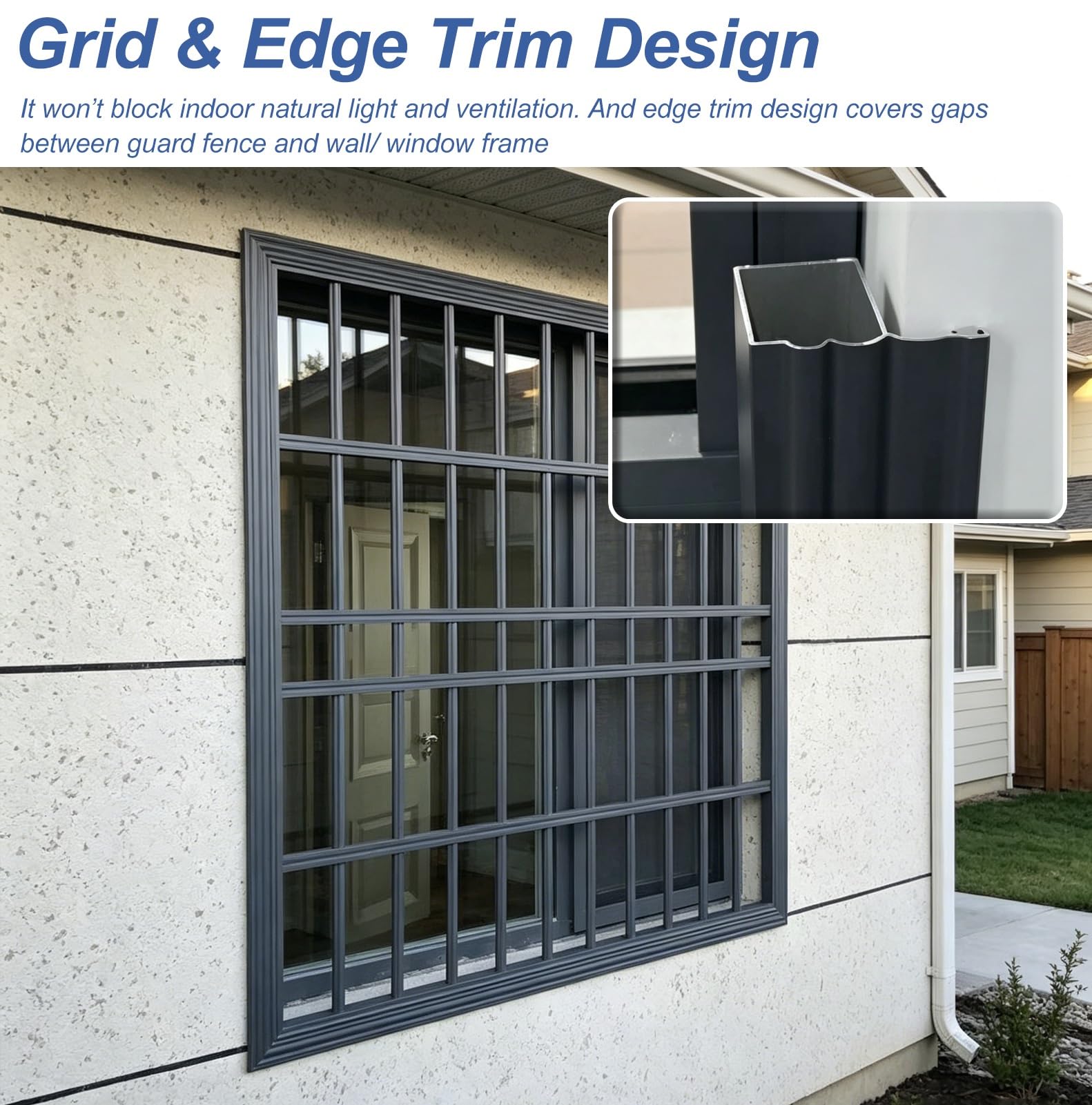 Rejas para Ventanas Exteriores Barras de Seguridad Extraanchas para Ventanas 100 150 180 210 cm, Rejas de Seguridad Antirrobo para Escaparates y Vallas Protección(W100xH65cm/39x26in)