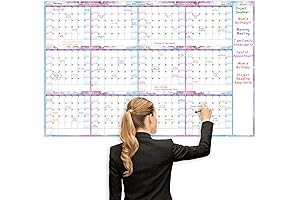 Large Dry Erase Calendar 2021 - Undated Monthly Wall Calendar Planner