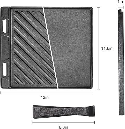 Miniatura 6 de Placa de parrilla reversible de hierro fundido,Utensilios de cocina de hierro fundido con mango extraíble,Plancha Sizzle de placa de filete de
