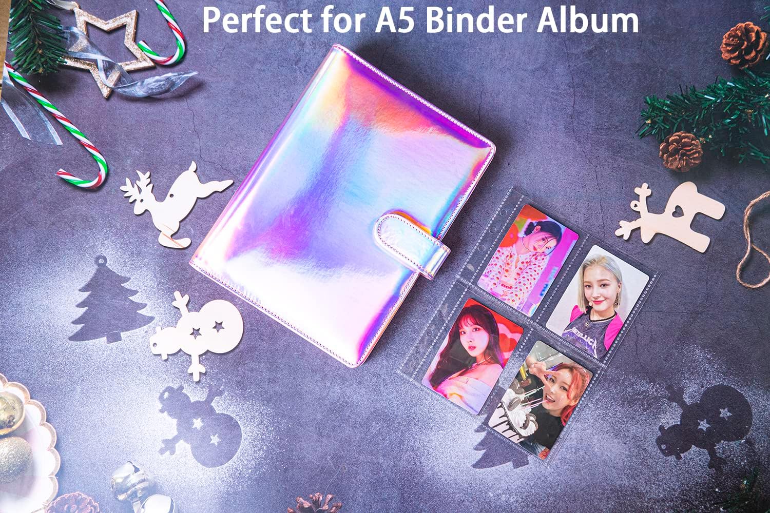 40 Pack 320 Pockets 2.5x3.5 Inch Trading Card Sleeves,Double-Sided 4 Pocket Page Protector,Ultra-Clear Kpop Photocard Sheets for A5 6 Ring Binder,Card Sleeve Pages for Game Cards,Photocard : Office Products