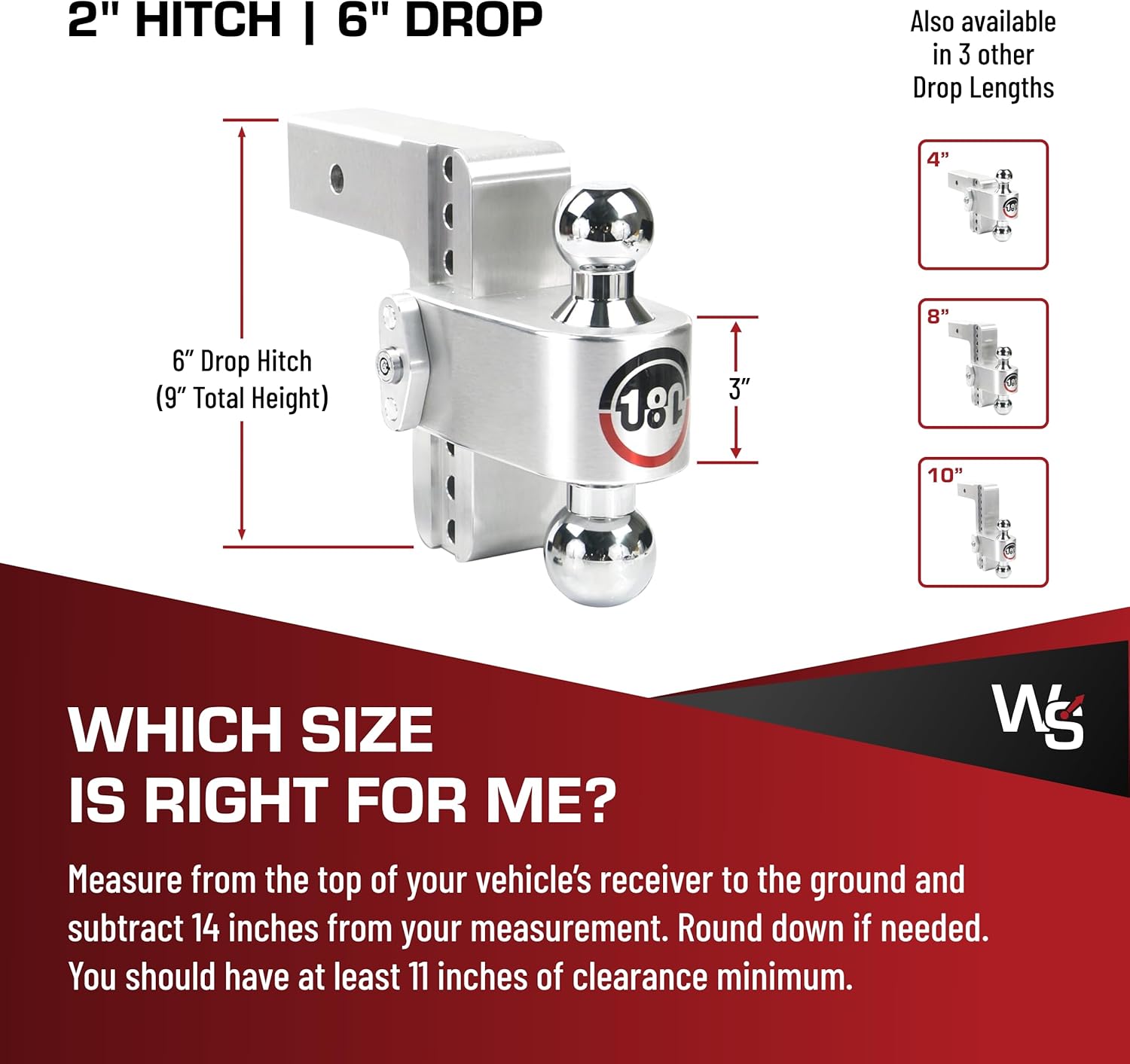 Weigh Safe Adjustable Trailer Hitch Ball Mount - 4" Adjustable Drop Hitch for 2.5" Receiver - Premium Heavy Duty Aluminum Trailer Tow Hitch w/Chrome Plated Tow Balls (2" & 2 5/16") - 18,500 lbs GTW