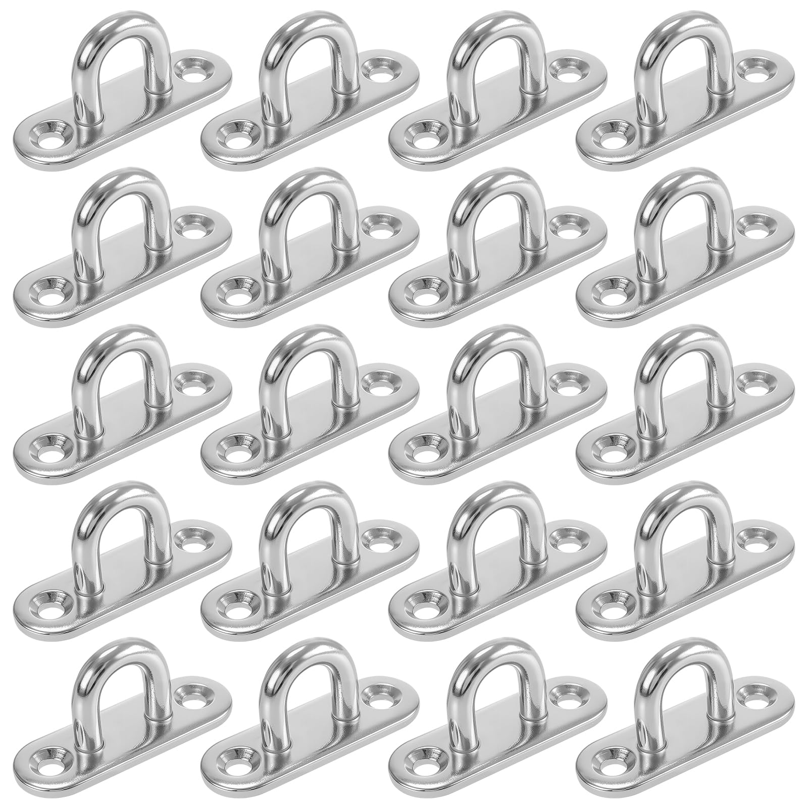 JIAYUET 20 PCS M6 Oblong Pad Eye Plate, Stainless Steel Ceiling Staple Hook Loop for Wall Deck