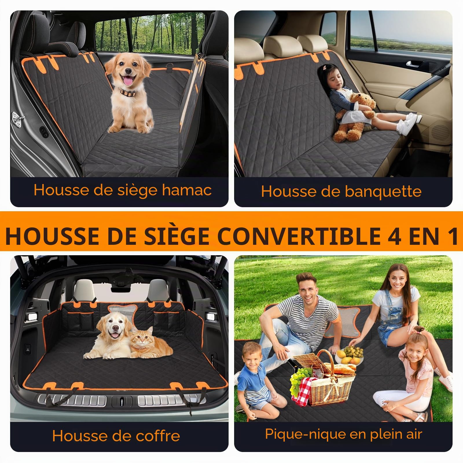 Car Dog Protection,Car Seat Cover for Dogs,Protective Car Seat for Dogs,Non-Slip and Waterproof Rear Bench,Waterproof Non-Slip Boot Cover for Dogs,Scratch-Resistant,Rigid Bottom for Cars