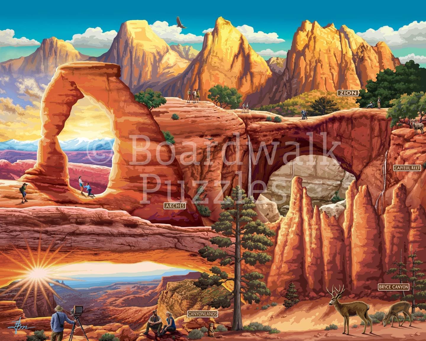 Boardwalk Puzzles Utah's 5 National Parks, 500 Piece Jigsaw Puzzle for Adults, Made in USA