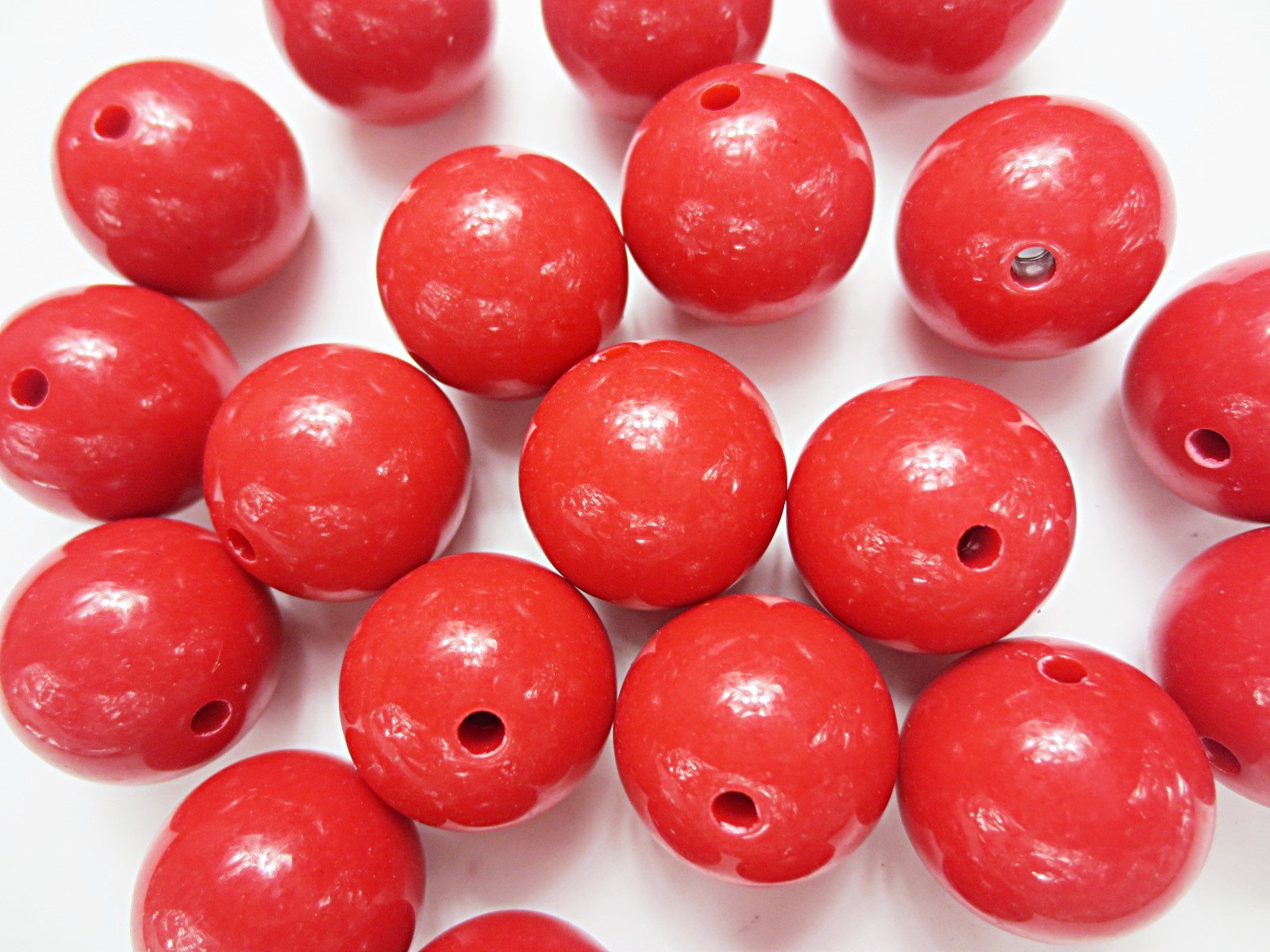 Amazon | 20個 大玉ビーズ 20mm レッド アクリル アクセサリー材料