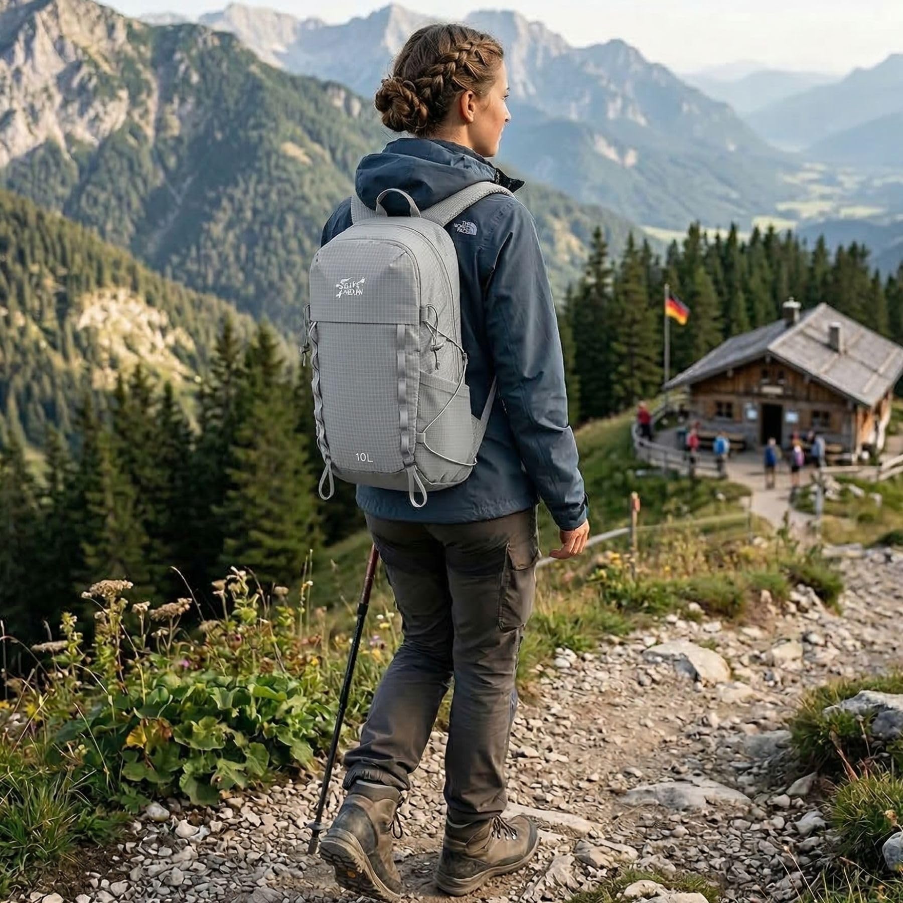 25L Wanderrucksack Damen Herren Reiserucksack Tagesrucksack Wasserdicht Leicht Backpack für Wandern Radfahren Klettern Camping Sport Reis mit Reflektierenden Streifen