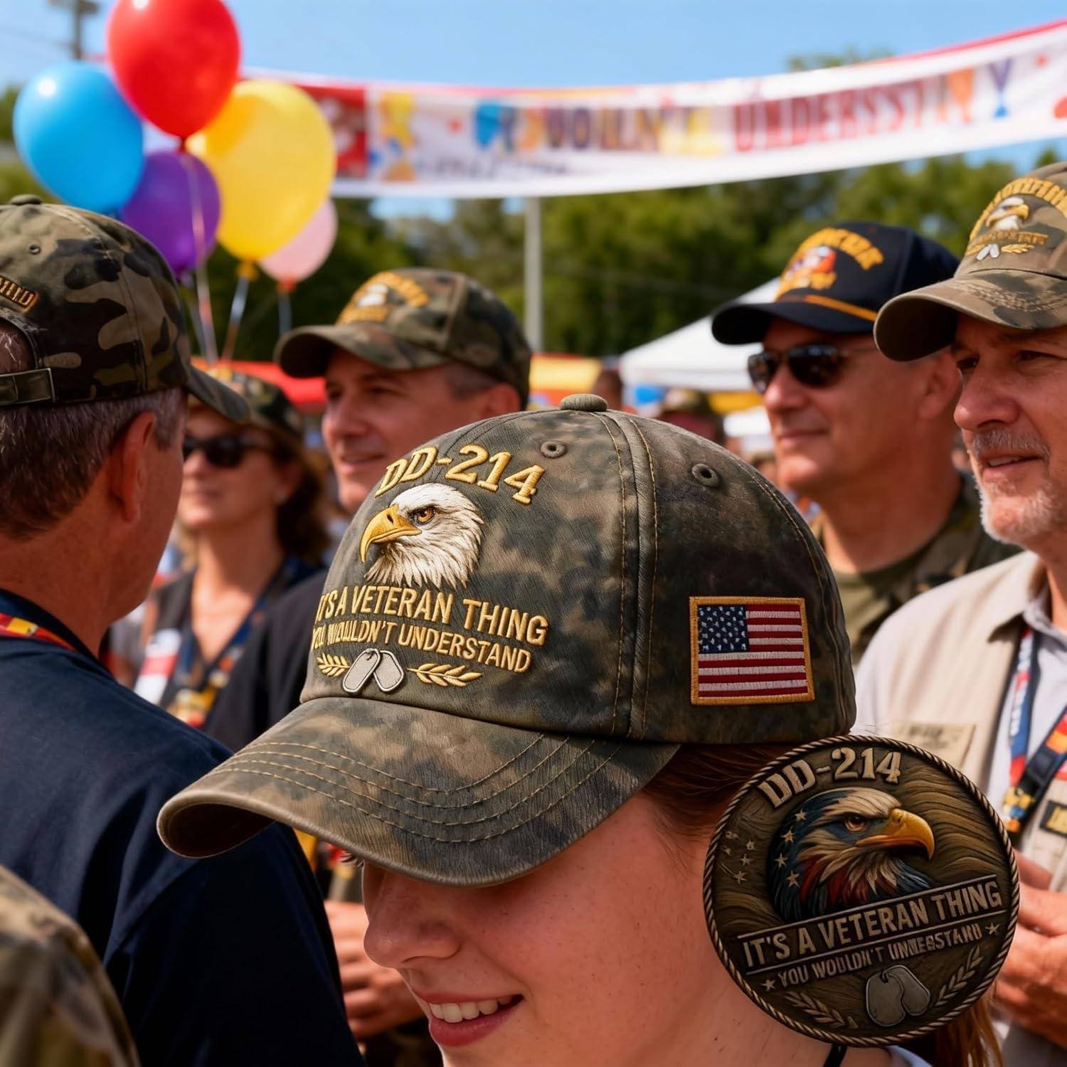Veteran Pride DD-214 Military Baseball Cap and Commemorative Coin Set, A Gift for Patriotic Retired Soldiers and Veterans Day - Image 6